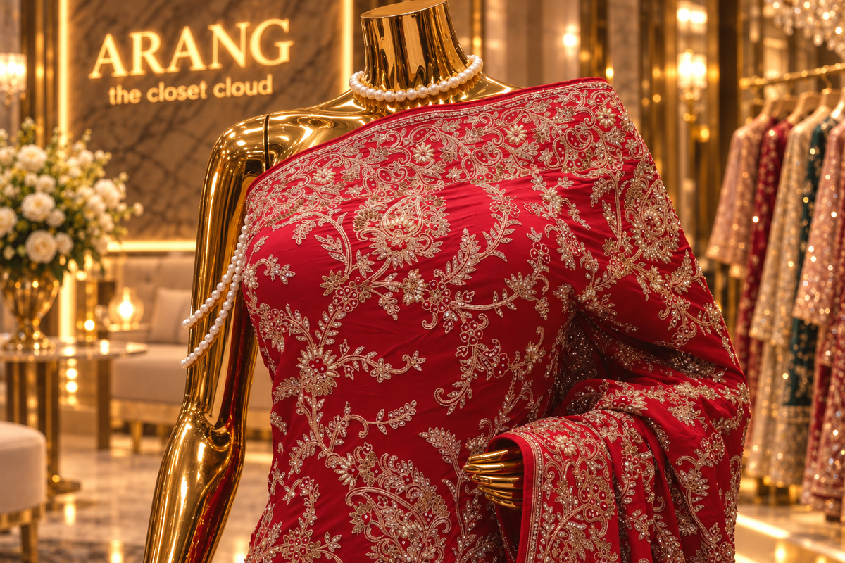 "The Sparkling Red" Premium Wedding Wear Saree