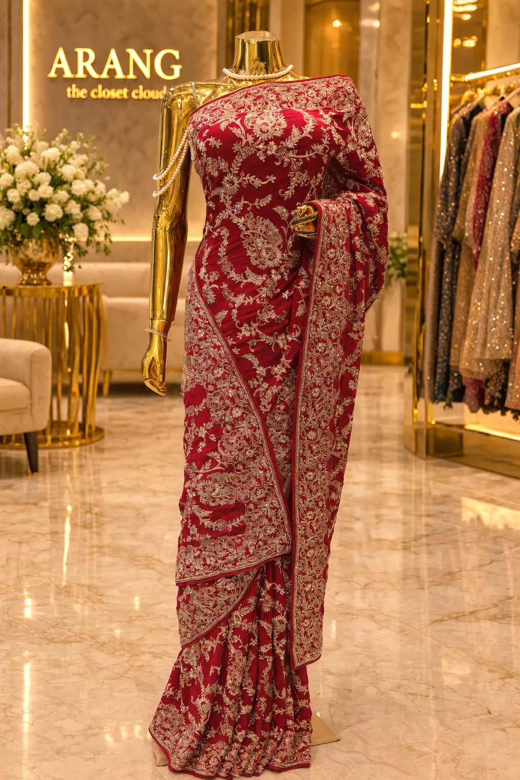 "The Sparkling Red" Premium Wedding Wear Saree