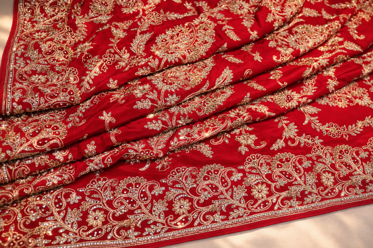 "The Sparkling Red" Premium Wedding Wear Saree