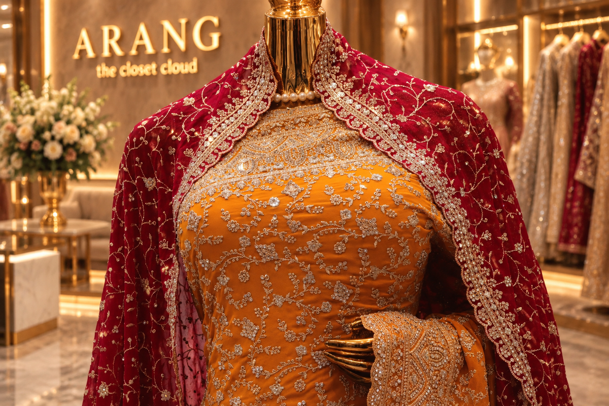 "The Brilliant Yellow" Premium Designer Saree with Veil