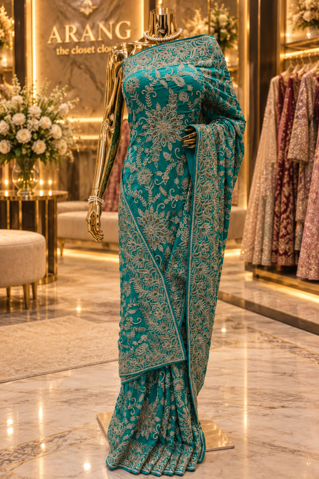 "The Peacock Green" Luxurious wedding Wear Saree