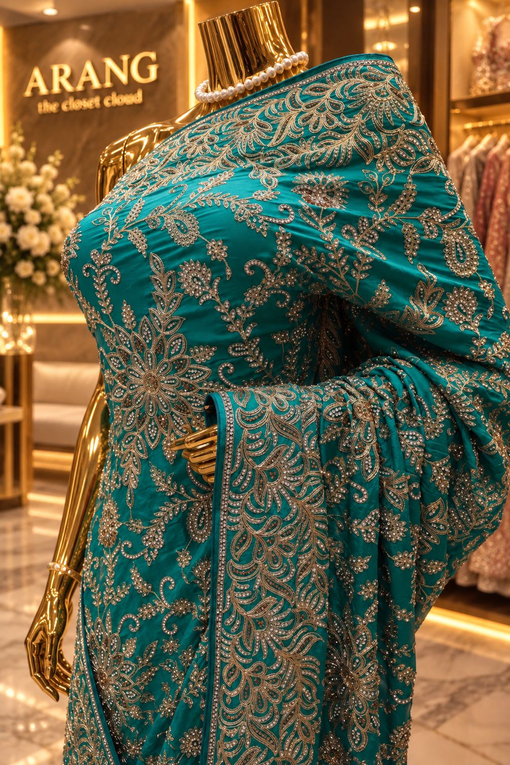 "The Peacock Green" Luxurious wedding Wear Saree