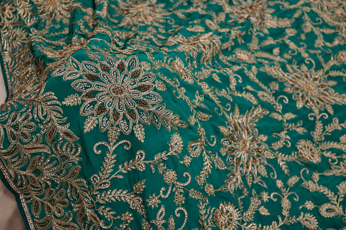 "The Peacock Green" Luxurious wedding Wear Saree