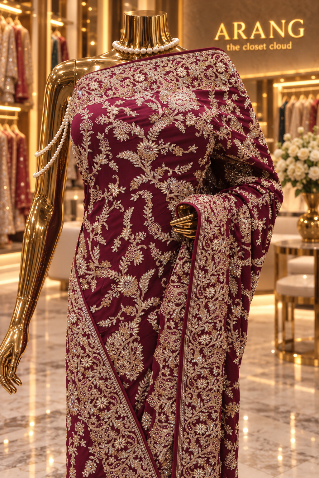 "The Royal Wine" Premium Wedding Wear Saree