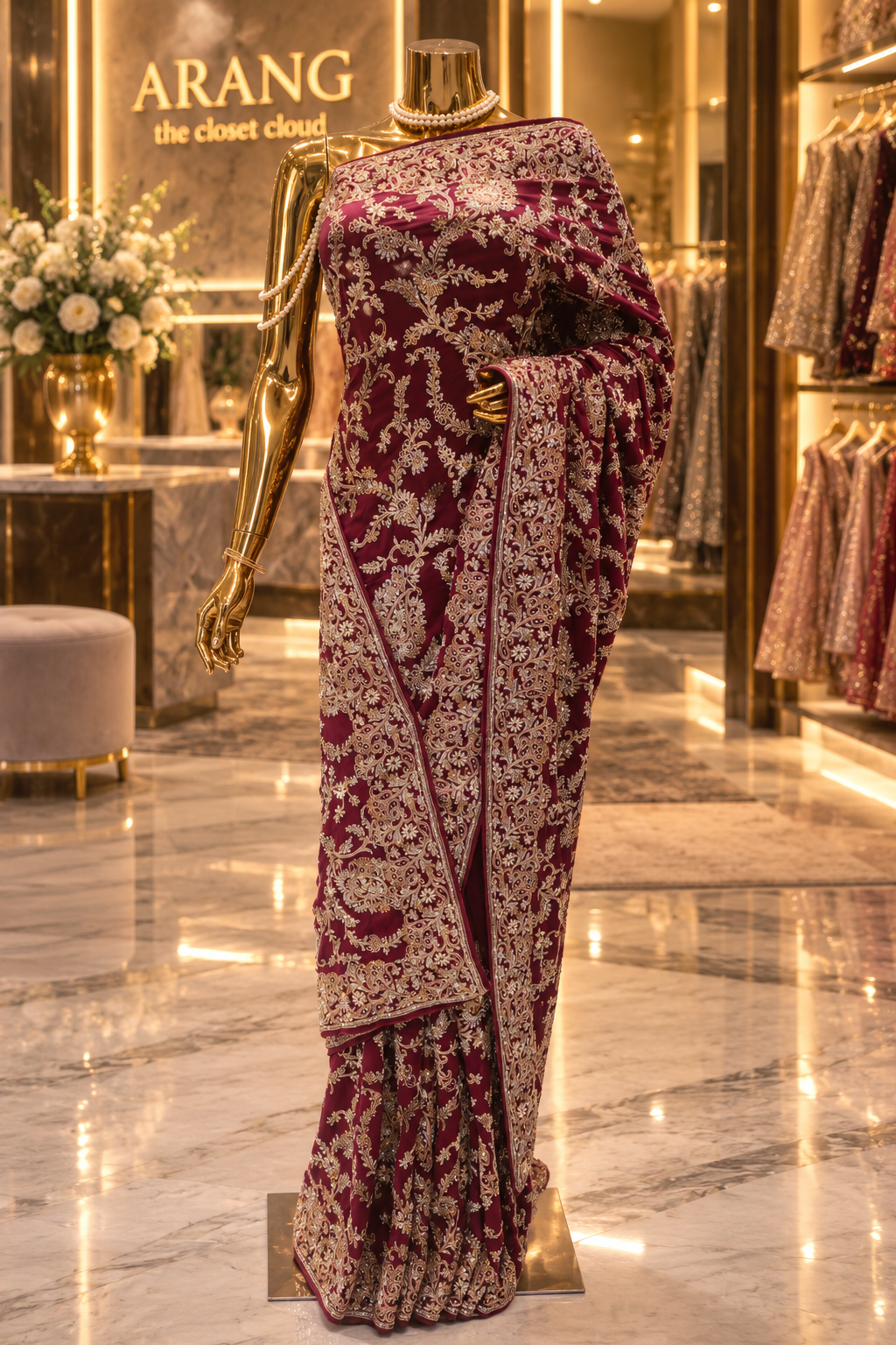 "The Royal Wine" Premium Wedding Wear Saree
