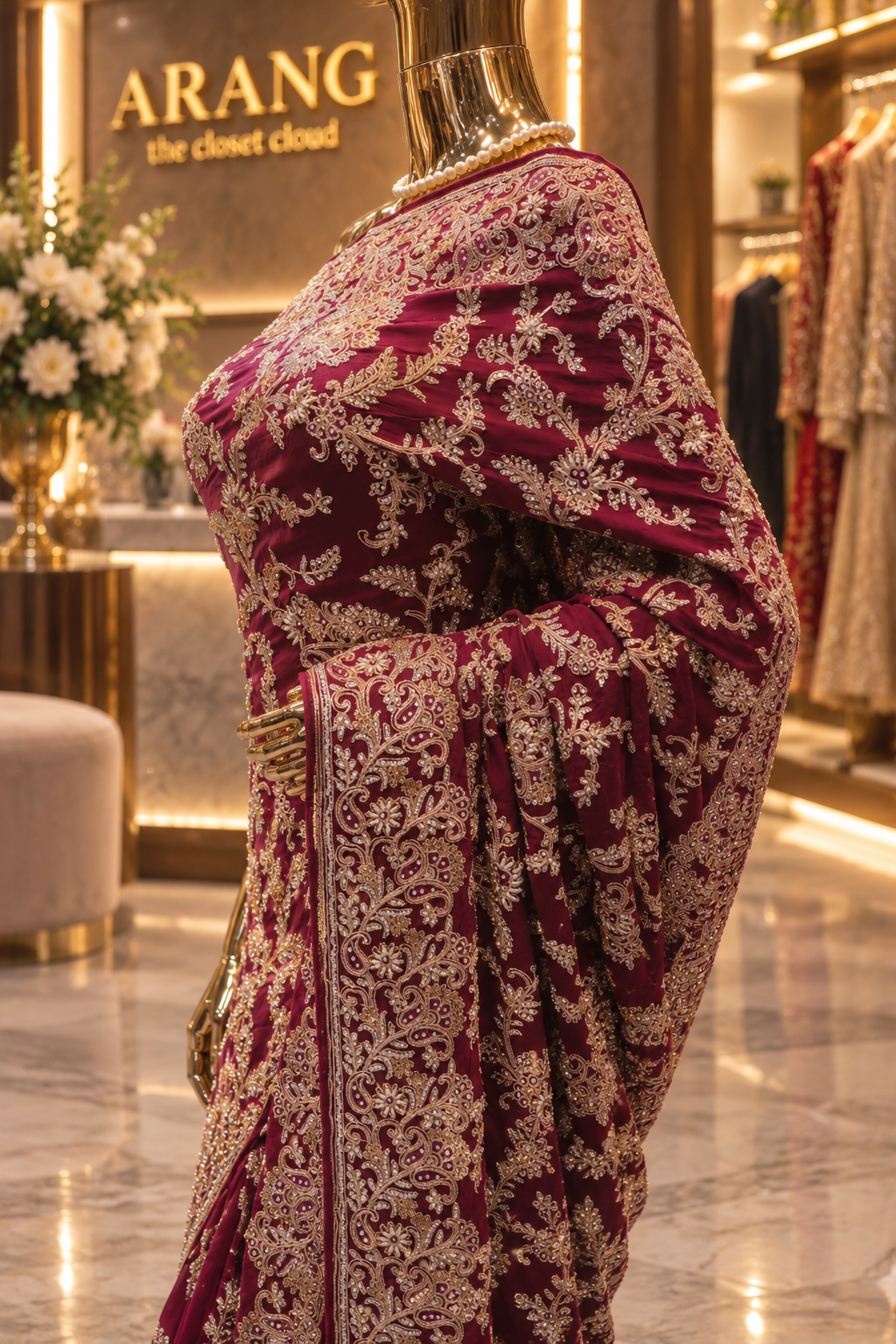 "The Royal Wine" Premium Wedding Wear Saree