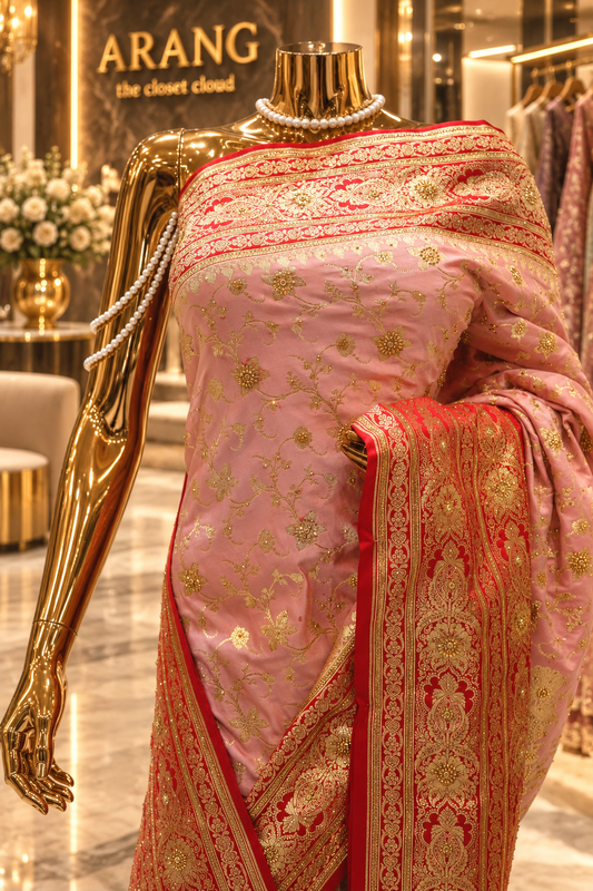 "The Luxury Pastel Pink" Premium Banarasi Silk Saree