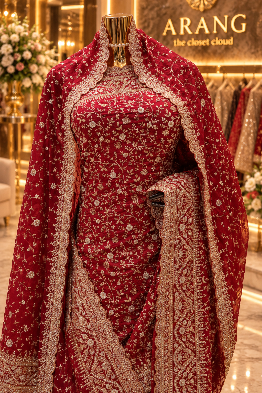 "The Luxury Pink Topaz" Premium Designer Saree With Veil