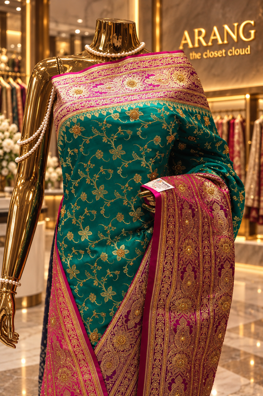 "The Emerald Green" Premium Banarasi Silk Saree
