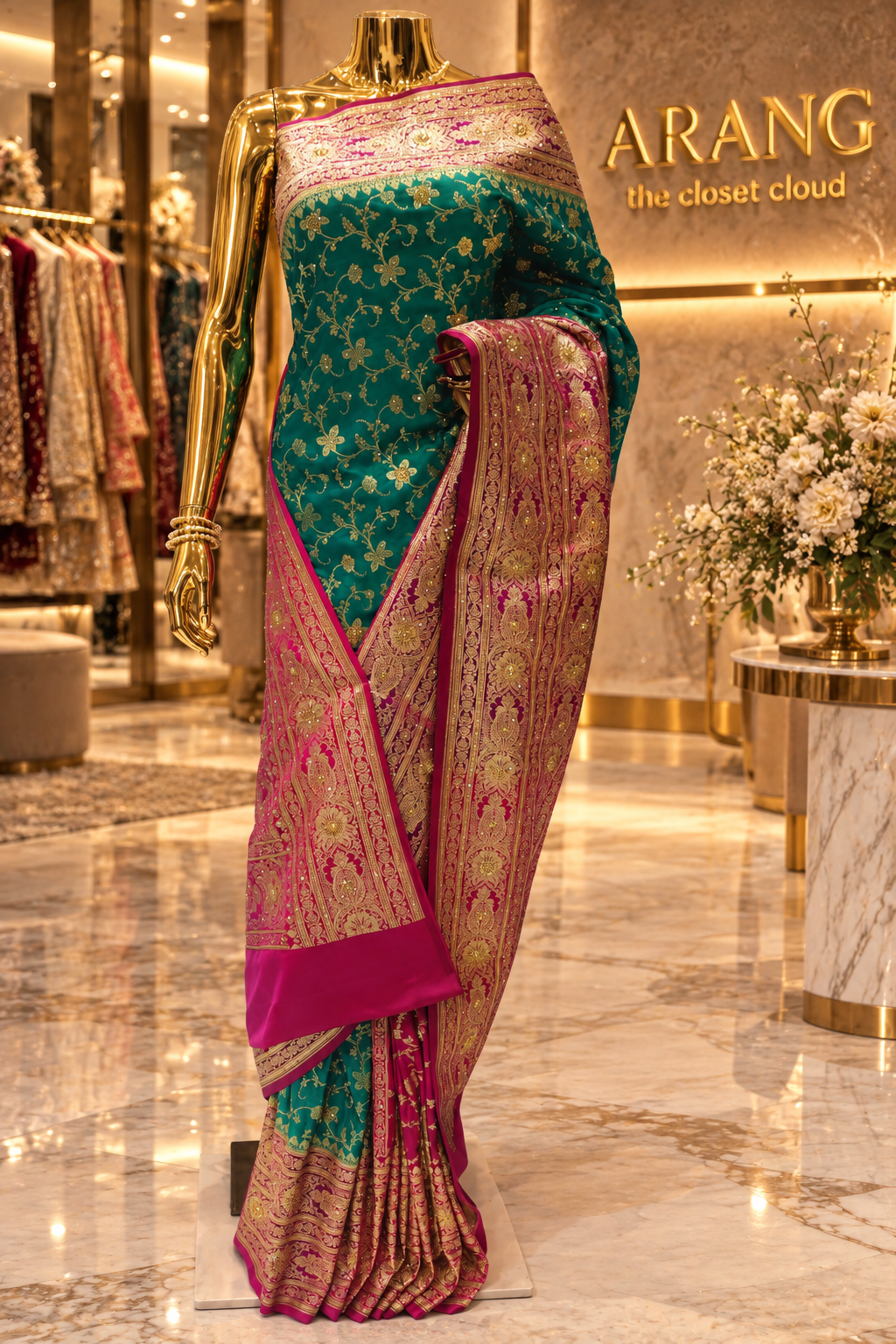 "The Emerald Green" Premium Banarasi Silk Saree