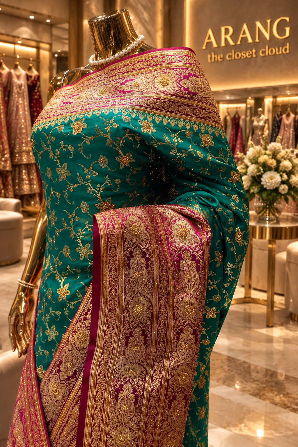 "The Emerald Green" Premium Banarasi Silk Saree