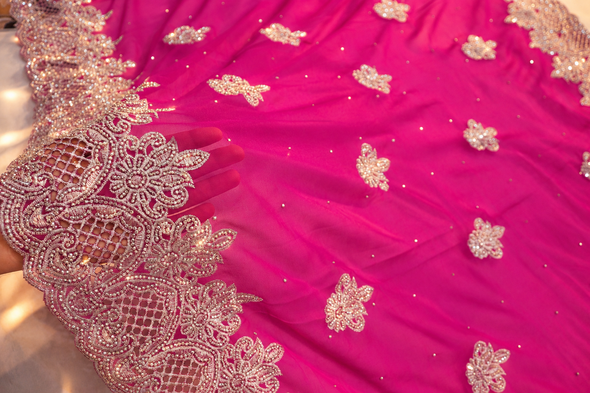 "The Royal Magenta Pink" Premium Designer Saree