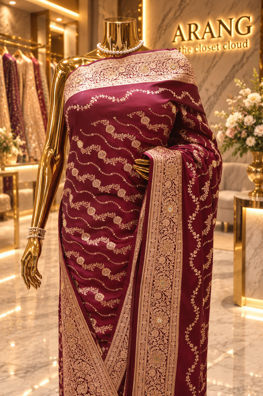 "The Royal Maroon" Premium Banarasi Silk Bridal Saree
