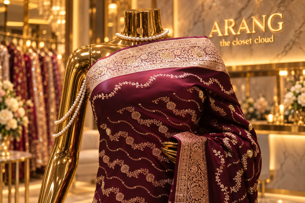 "The Royal Maroon" Premium Banarasi Silk Bridal Saree
