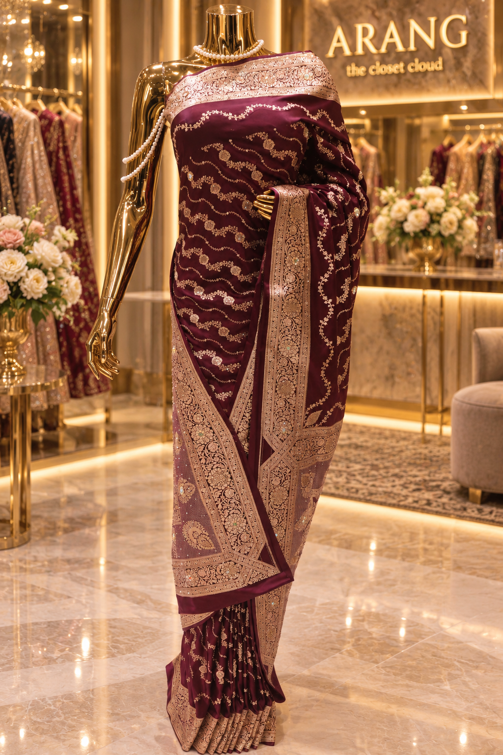 "The Royal Maroon" Premium Banarasi Silk Bridal Saree