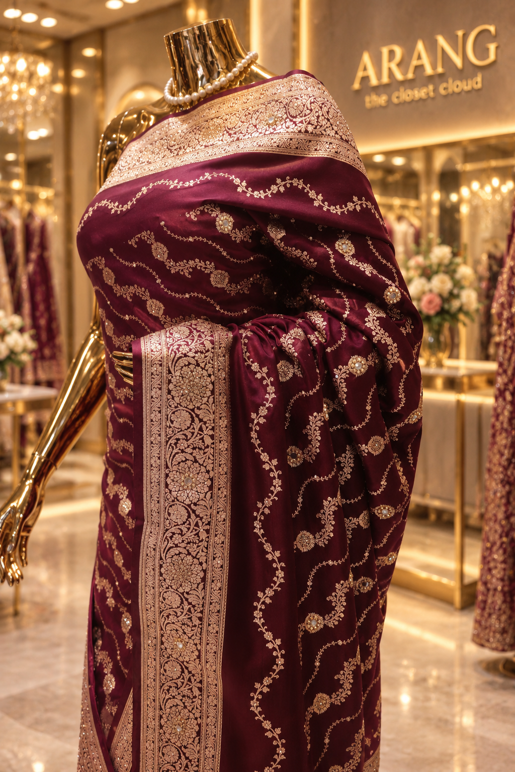 "The Royal Maroon" Premium Banarasi Silk Bridal Saree