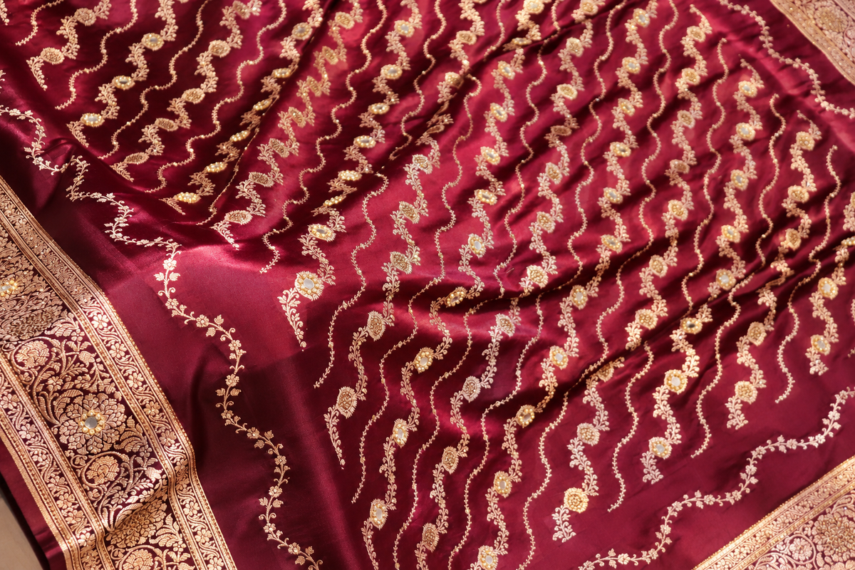 "The Royal Maroon" Premium Banarasi Silk Bridal Saree