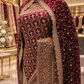 "The Royal Maroon Velvet" Premium Bridal Saree With Veil
