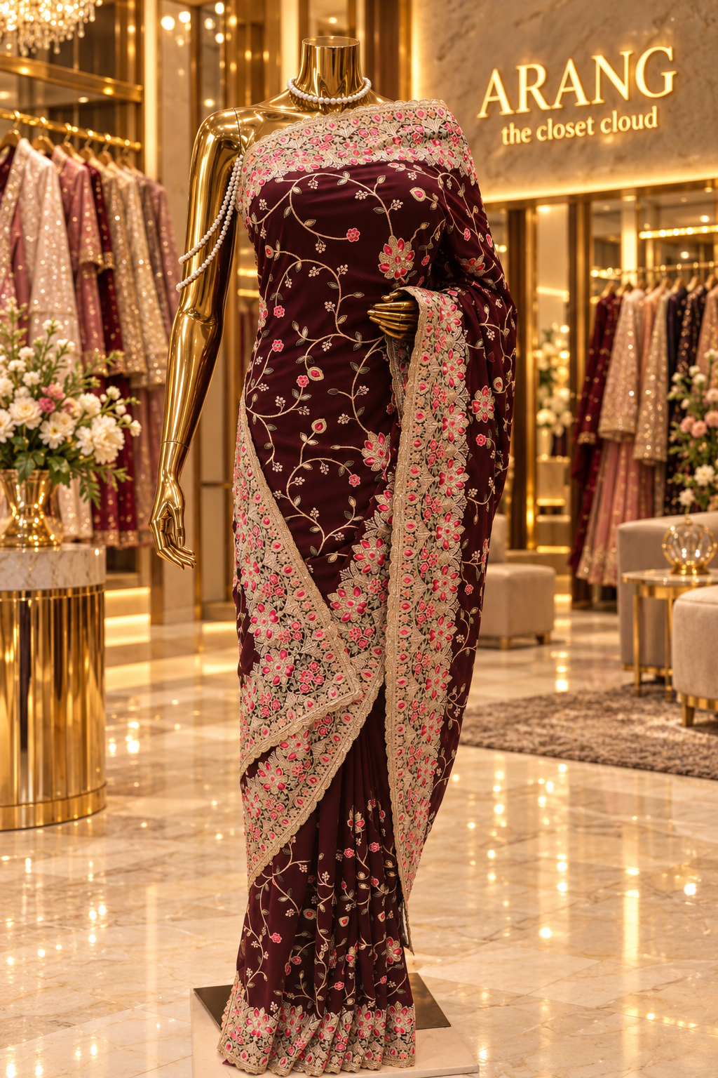 “The Royal Garnet” Premium Designer Saree