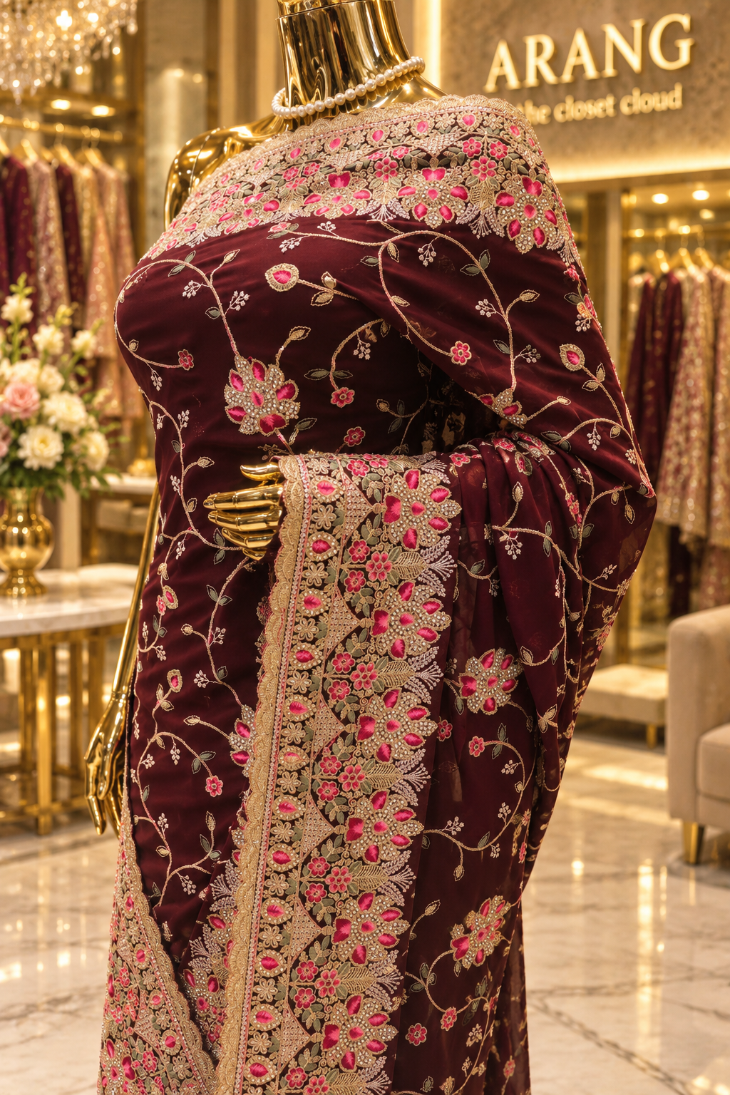 “The Royal Garnet” Premium Designer Saree