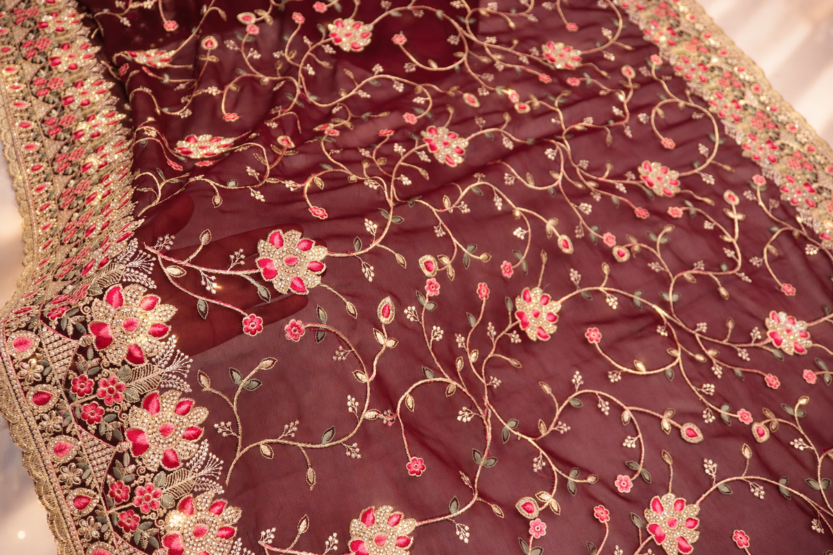 “The Royal Garnet” Premium Designer Saree