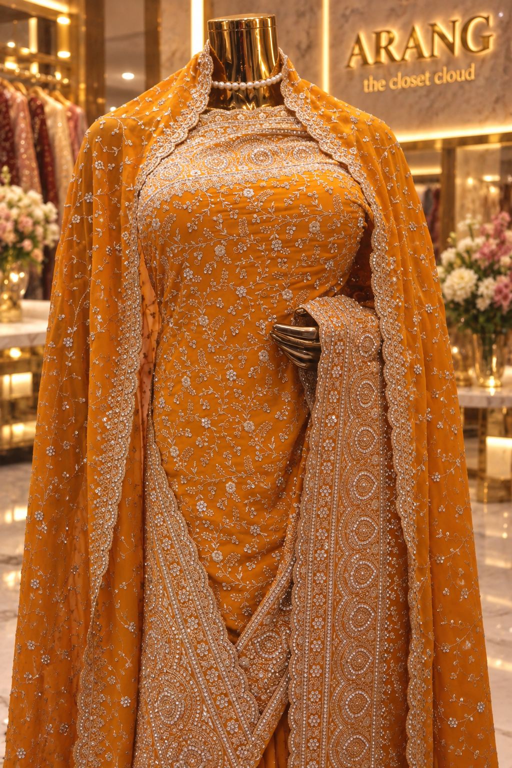 "The Royal Yellow" Premium Designer Saree With Veil