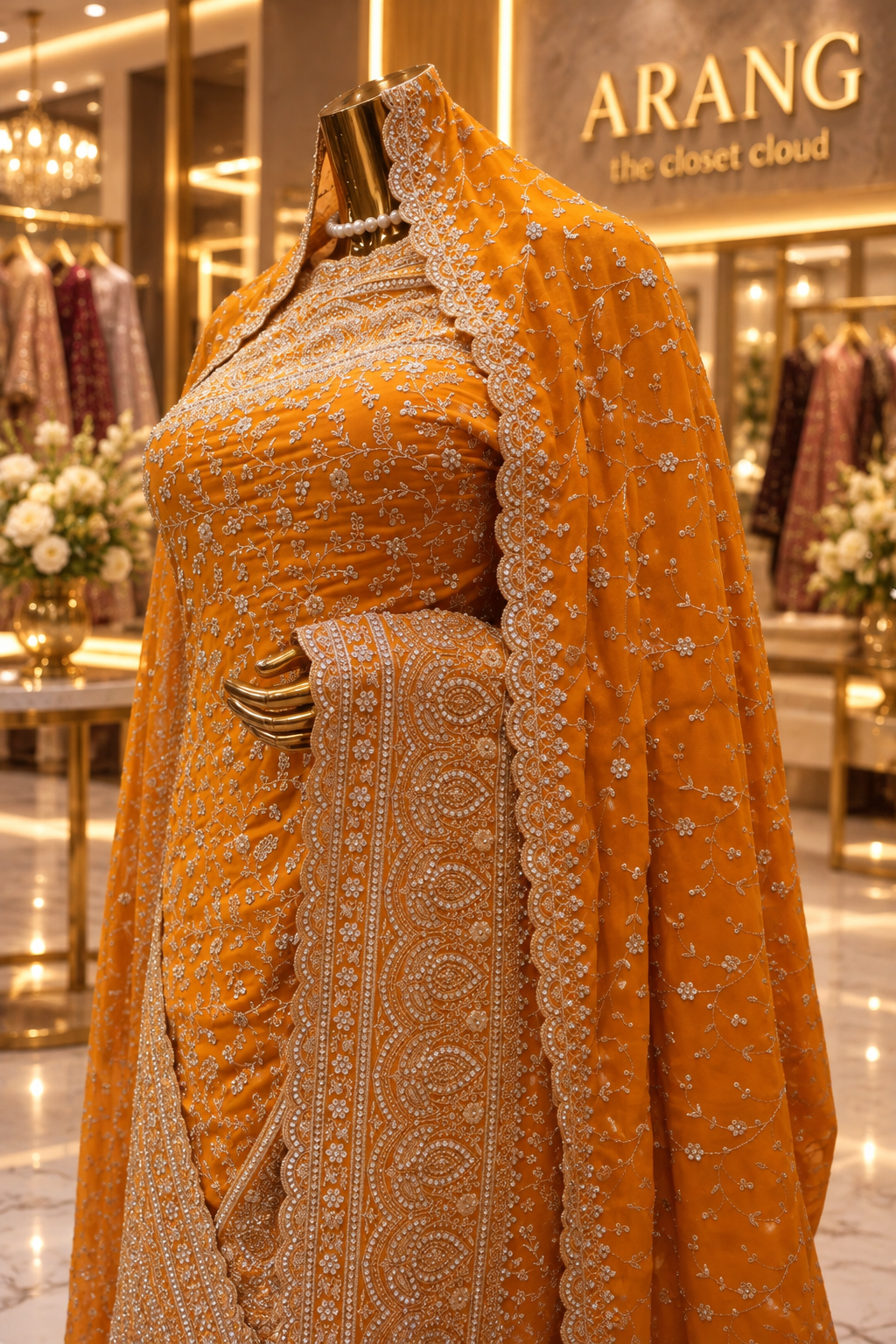 "The Royal Yellow" Premium Designer Saree With Veil