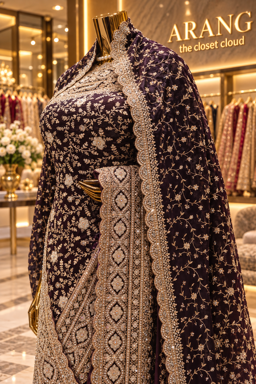 "The Deep Purple" Premium Designer Saree With Veil
