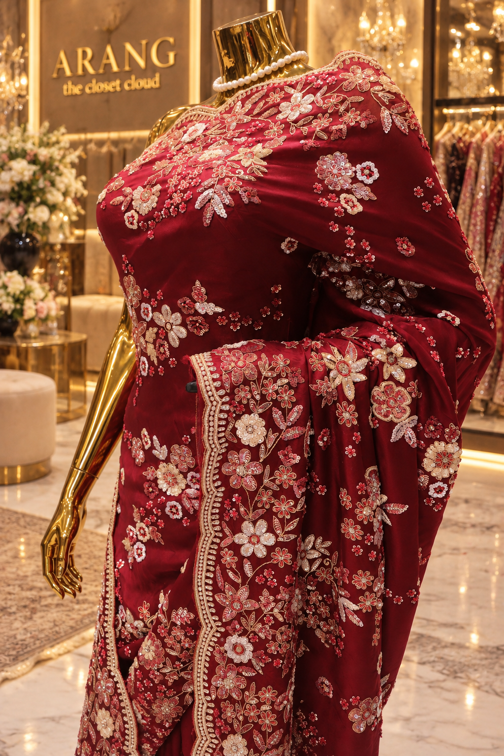"The Luxury Maroon" Premium Grand Wedding Wear Saree