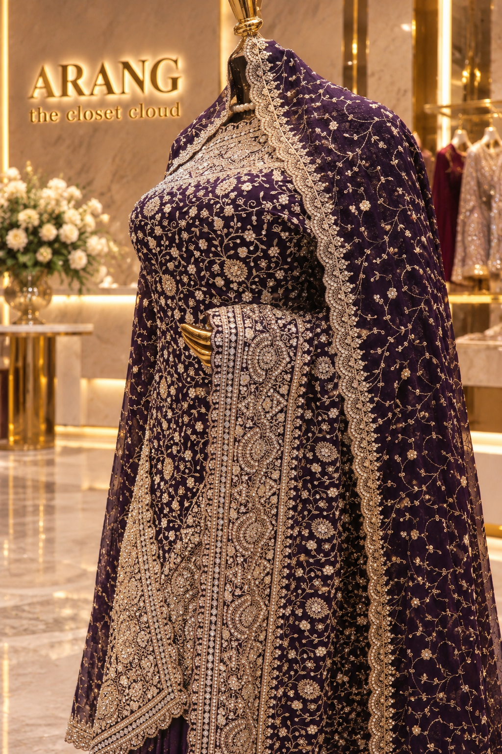 "The Deep Plum" Premium Designer Saree With Veil