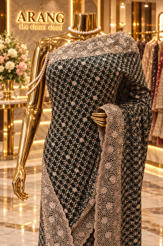 "The Royal Emerald Green" Premium Designer Saree