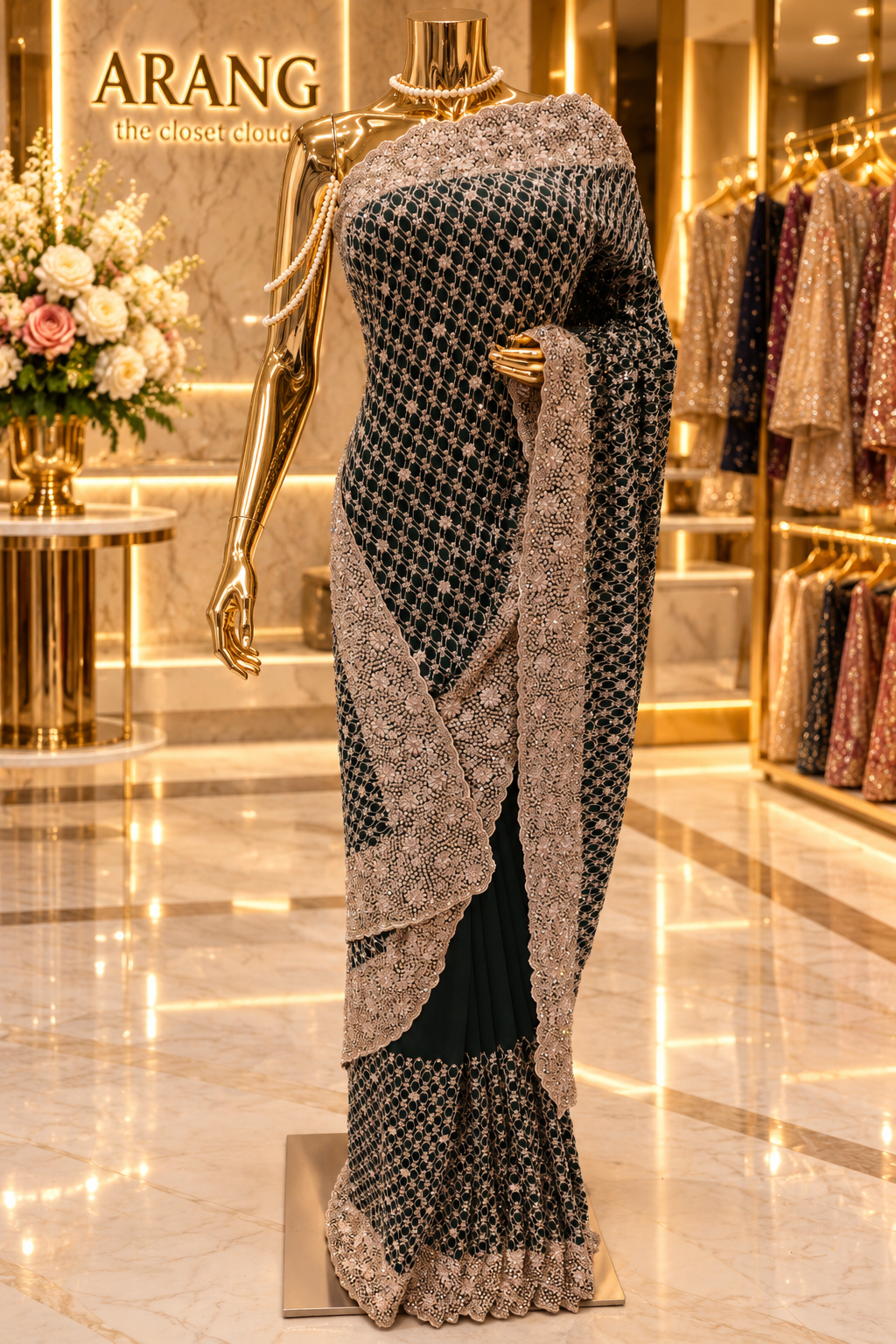 "The Royal Emerald Green" Premium Designer Saree