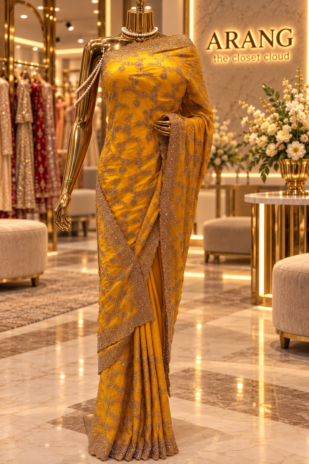 "The Mustard Gold" Premium Designer Saree