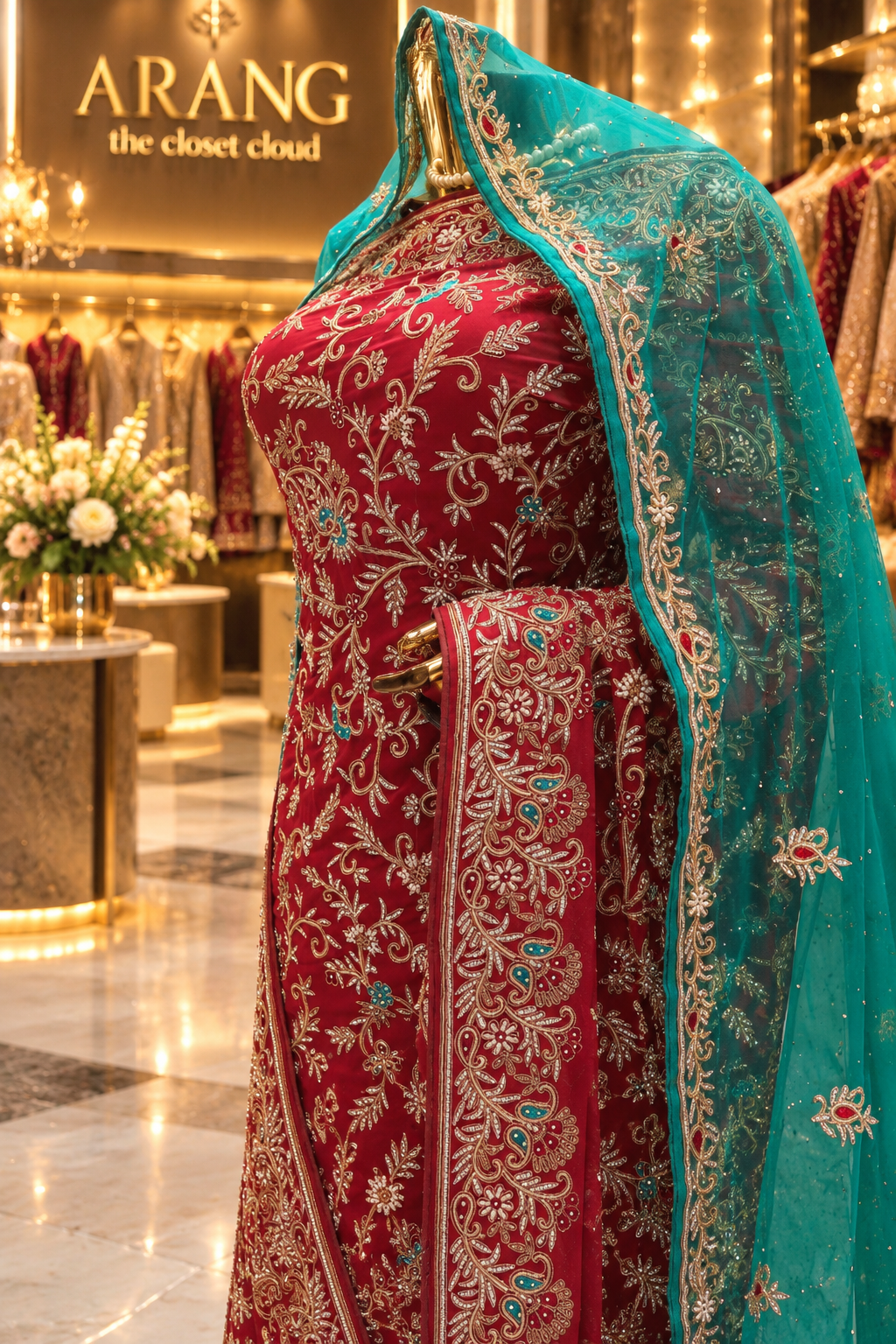"The Luxury Bridal Mahogany Red" Premium Wedding Wear Saree