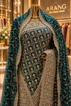 "The Royal Emerald Green" Premium Designer Saree with Veil