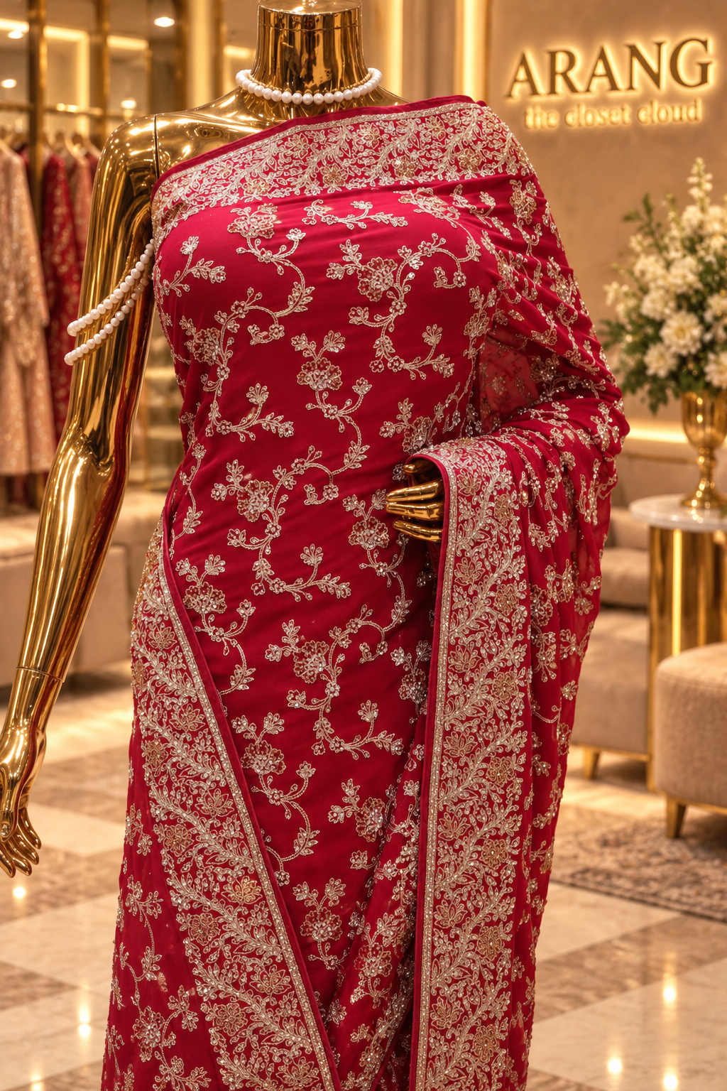 "The Bridal Ruby Red" Premium Designer Saree