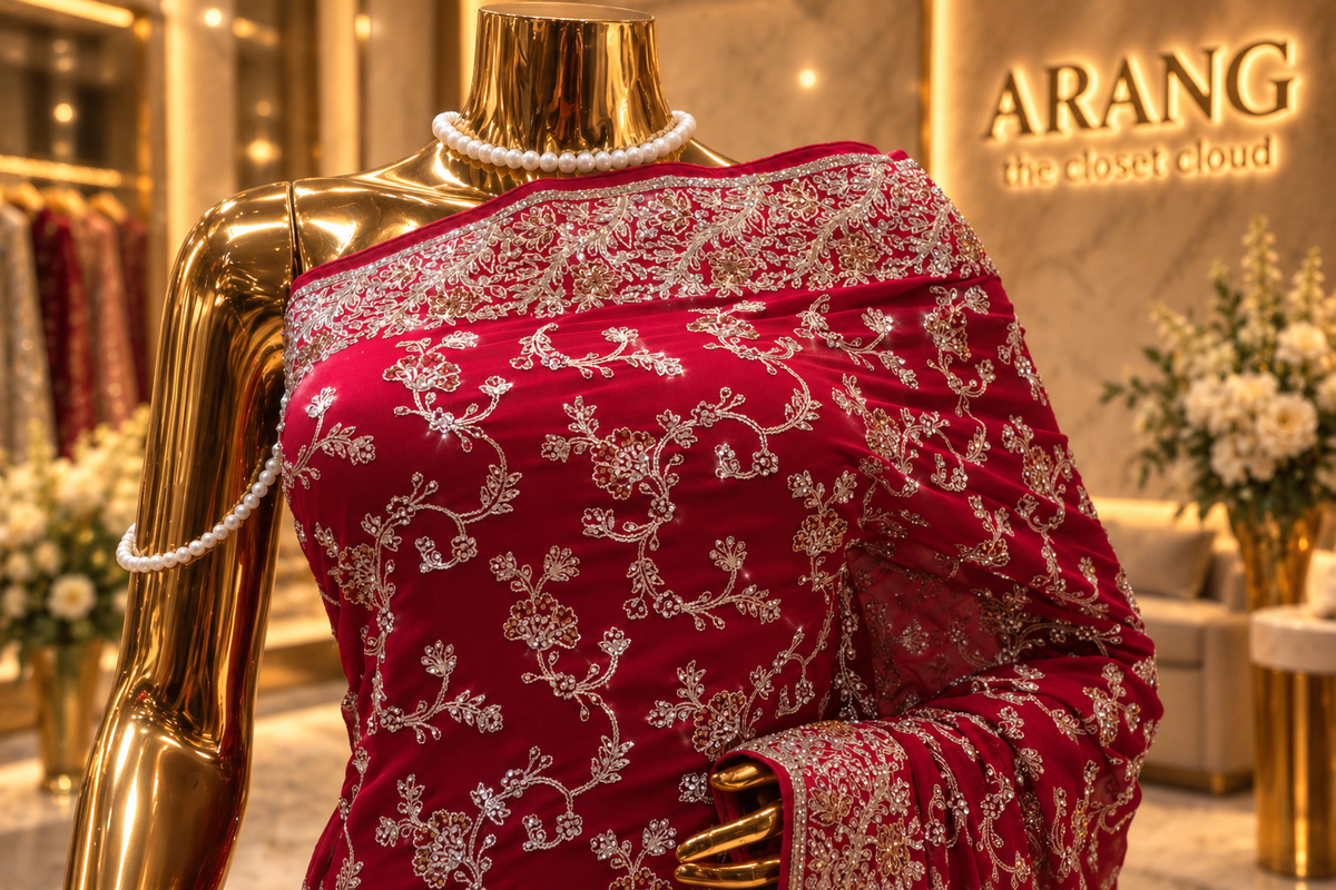 "The Bridal Ruby Red" Premium Designer Saree