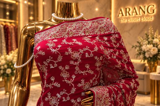 "The Bridal Ruby Red" Premium Designer Saree