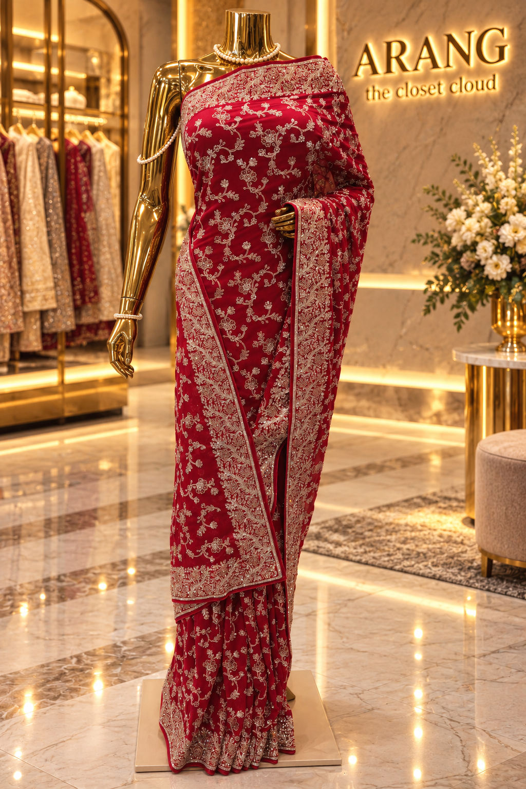 "The Bridal Ruby Red" Premium Designer Saree