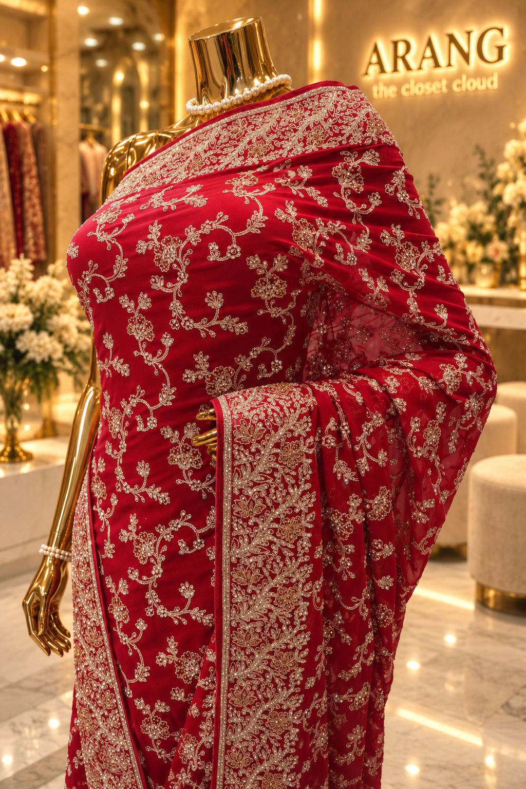 "The Bridal Ruby Red" Premium Designer Saree