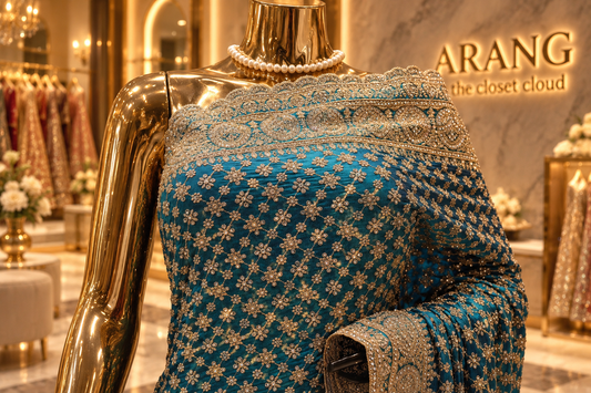 "The Peacock Teal" Premium Designer Saree