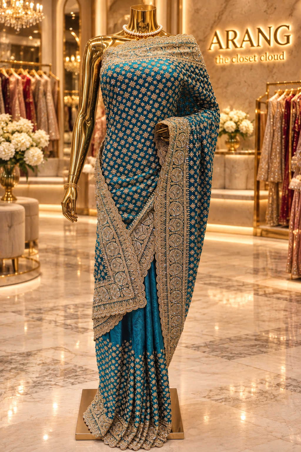 "The Peacock Teal" Premium Designer Saree
