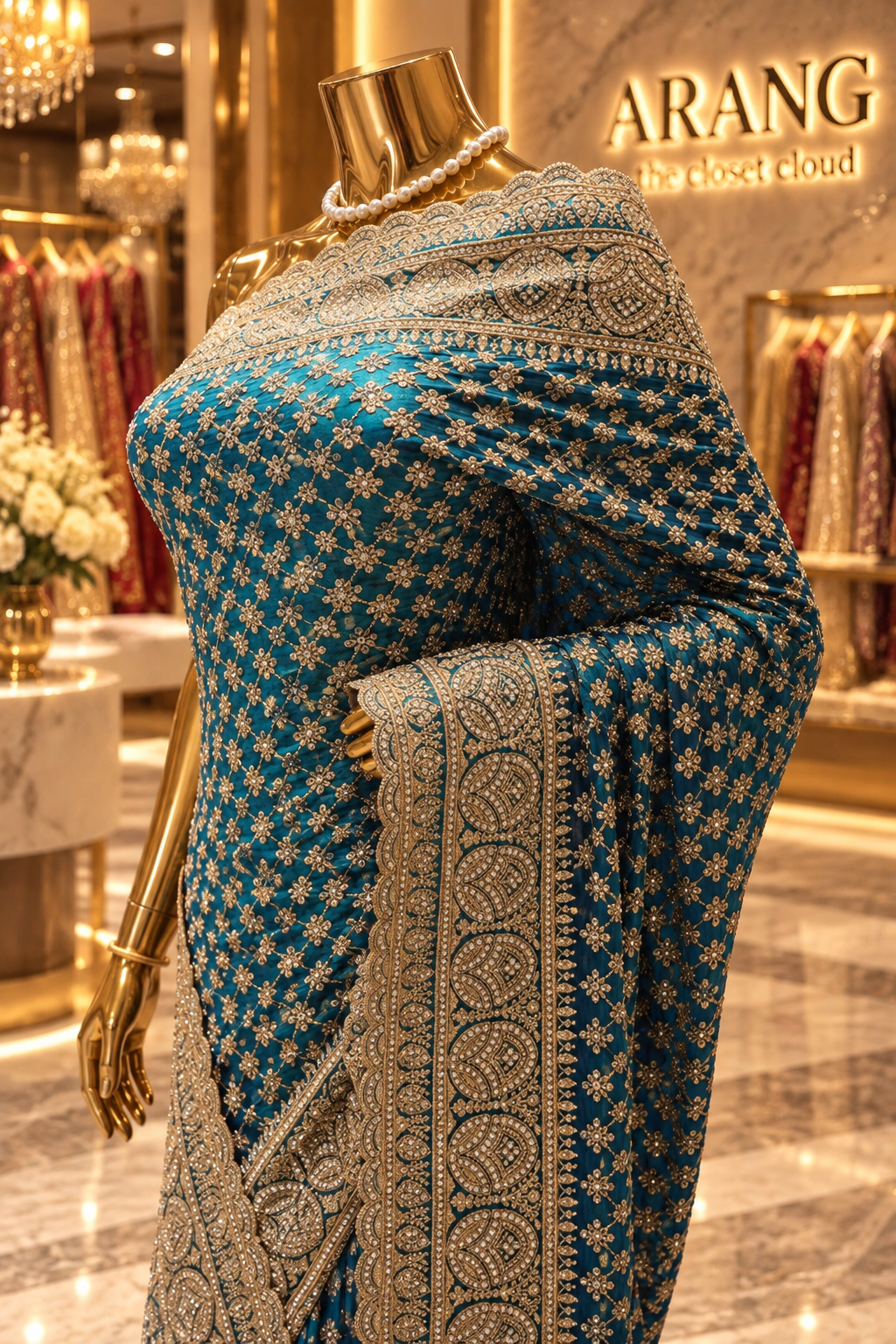 "The Peacock Teal" Premium Designer Saree