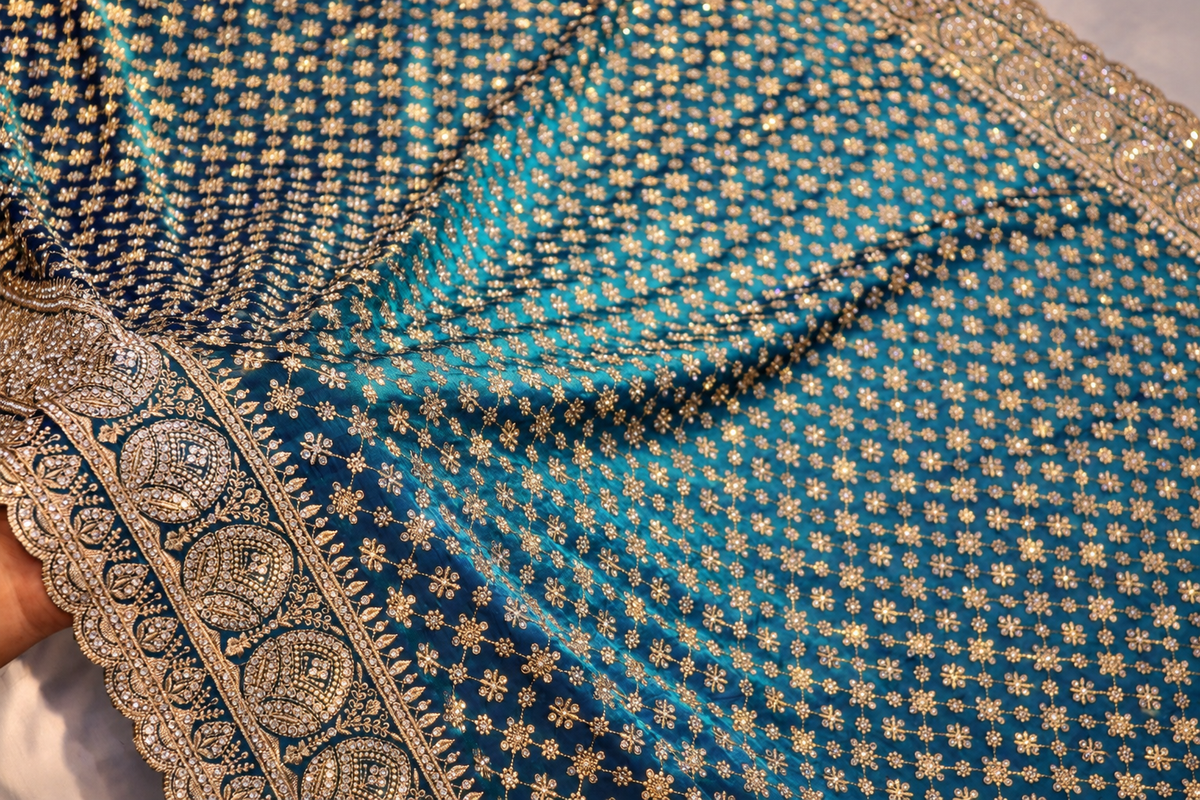 "The Peacock Teal" Premium Designer Saree