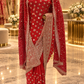 "The Luxury Crimson Red" Premium Designer Saree with Veil