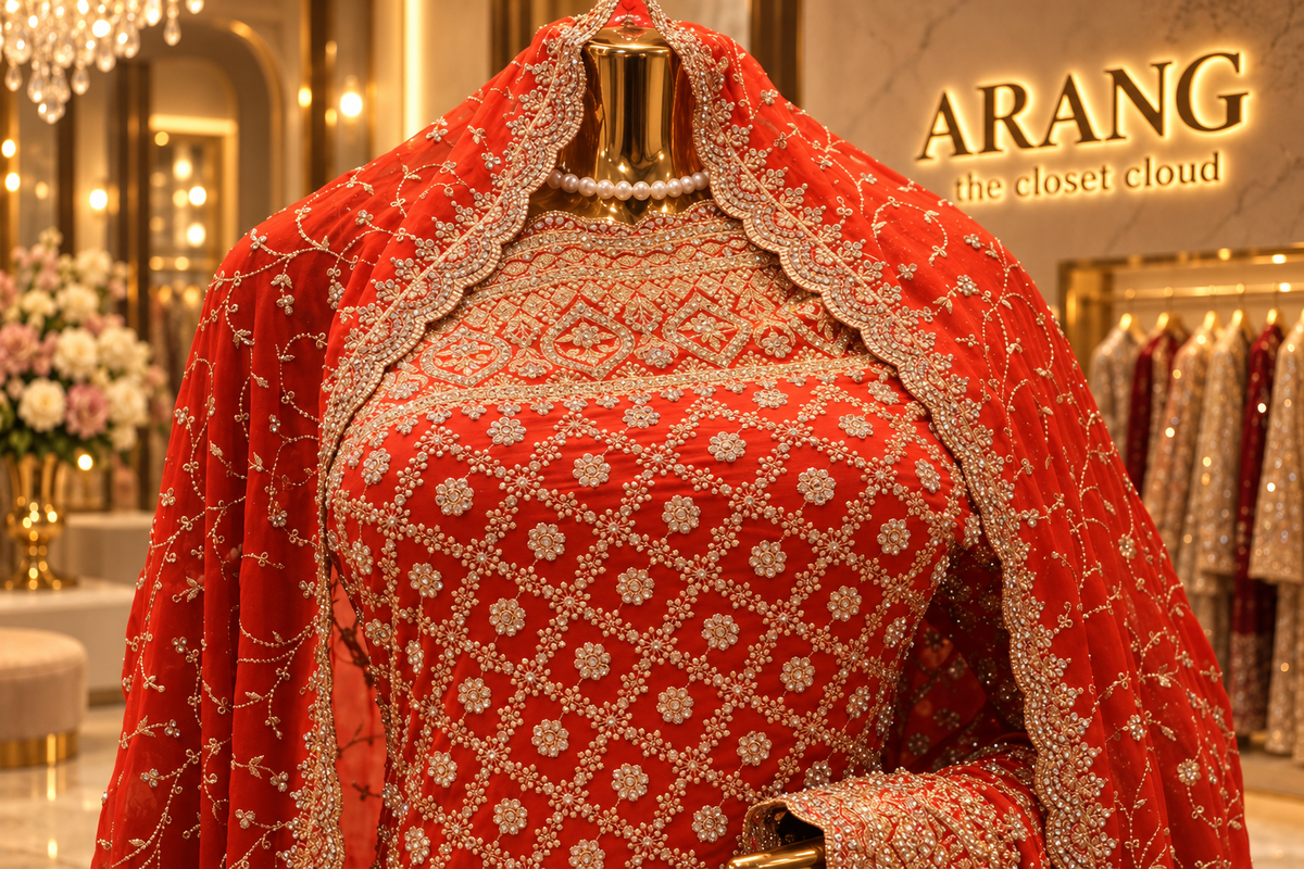 "The Neon Orange" Premium Designer Saree with Veil
