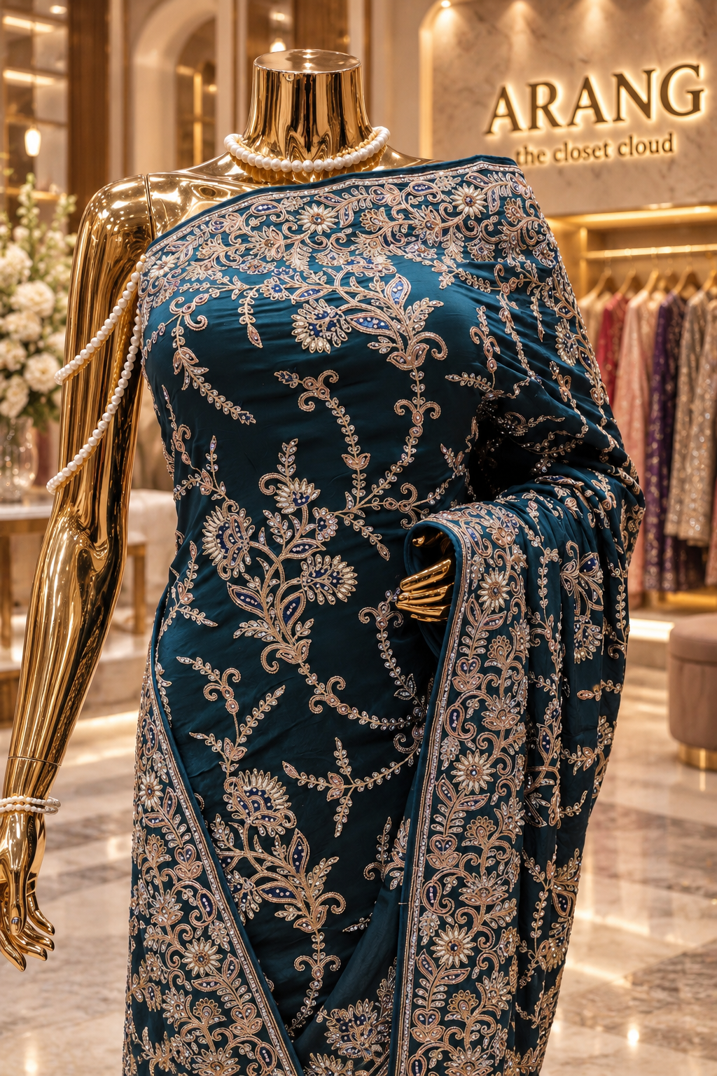 "The Regal Peacock Teal" Premium Wedding Wear Saree