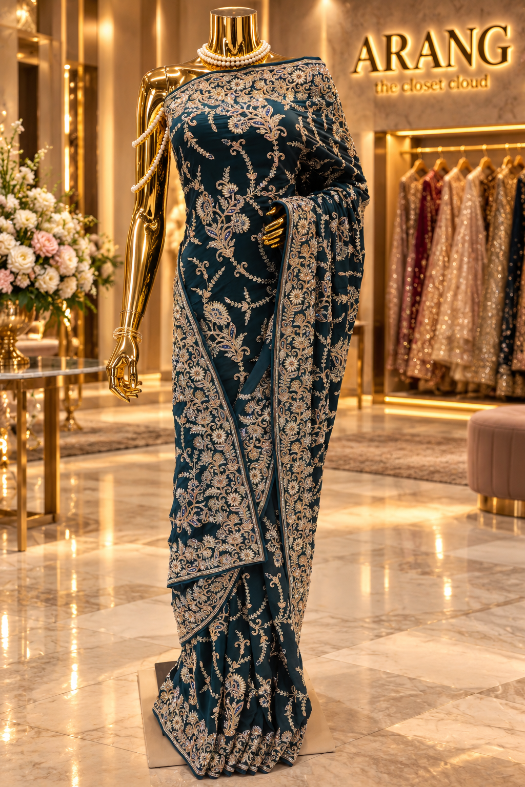 "The Regal Peacock Teal" Premium Wedding Wear Saree