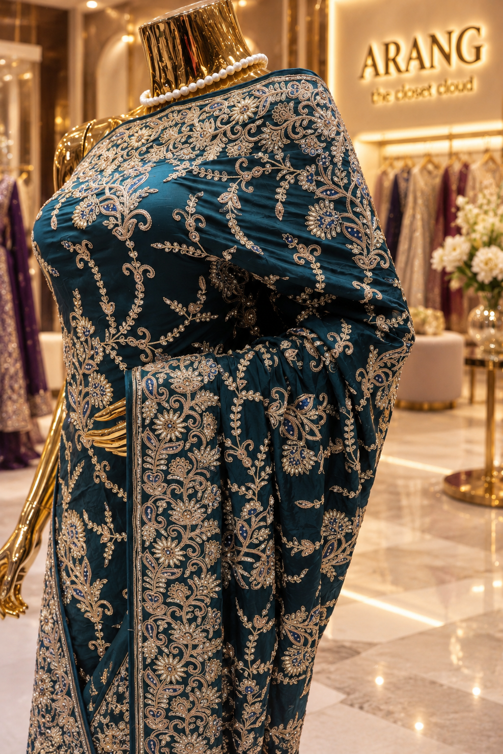 "The Regal Peacock Teal" Premium Wedding Wear Saree