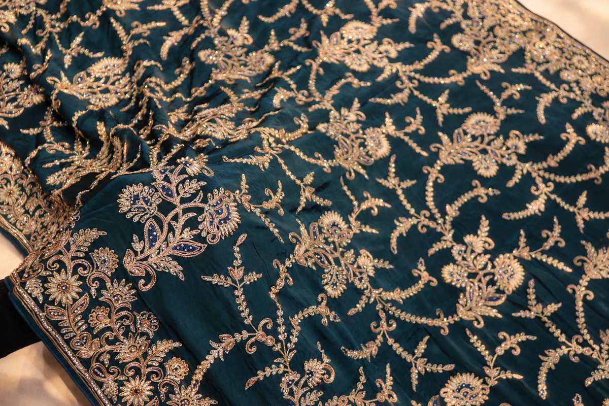 "The Regal Peacock Teal" Premium Wedding Wear Saree